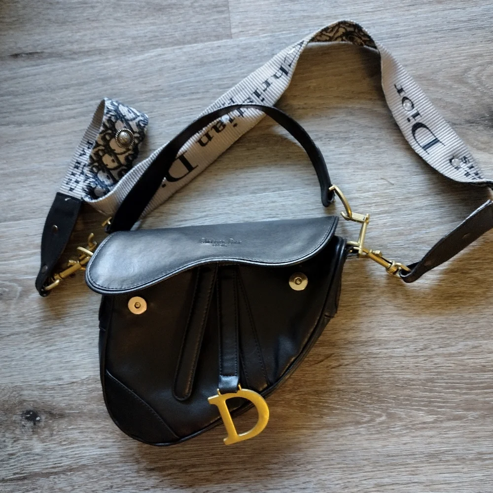 Vintage Dior Black Leather Saddle Bag - Picture 3 of 15